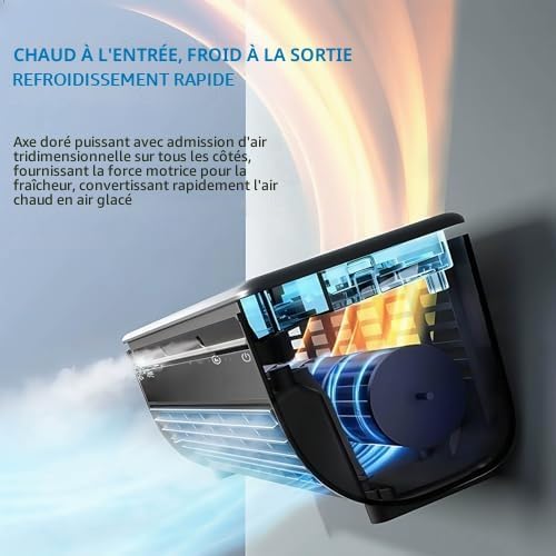 Climatiseur portable avec chargement sans fil, installation murale pour cuisine, chambre et bureau